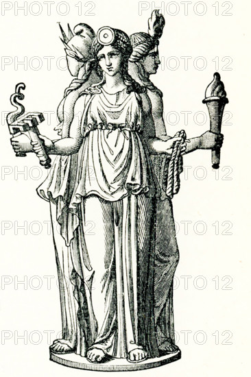 Hecate was the chief goddess presiding over magic and spells. She witnessed the abduction of Demeter's daughter Persephone to the underworld and, torch in hand, assisted in the search for her. Thus, pillars called.