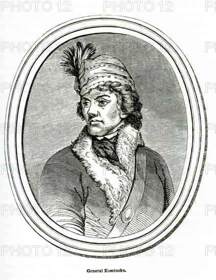 This 1840s illustration shows General Kosciusko. Tadeusz Kosciuszko, English Thaddeus Kosciusko, Polish in full Tadeusz Andrzej Bonawentura Kosciuszko (1746-1817) was a Polish army officer and statesman who gained fame both for his role in the American Revolution and for his leadership of a national insurrection in his homeland.