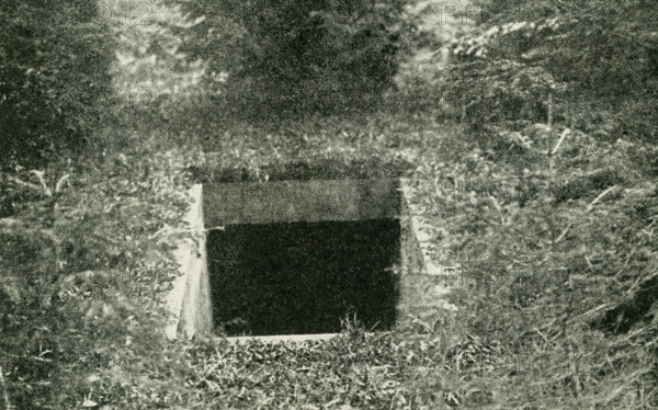 The caption reads: Underground passage through which the Ex-Kaiser fled to Holland. The Ex-Kaiser was Wilhelm II and he escaped to Holland in 1918, at the end of World War I.