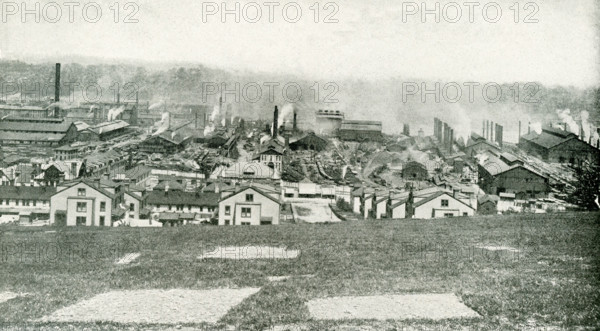 The caption on this photo that deates to the early 1920s reads: A Steel Manufacturing Town. Homestead, Pennsylvania, one of the greatest steel centers in the world.