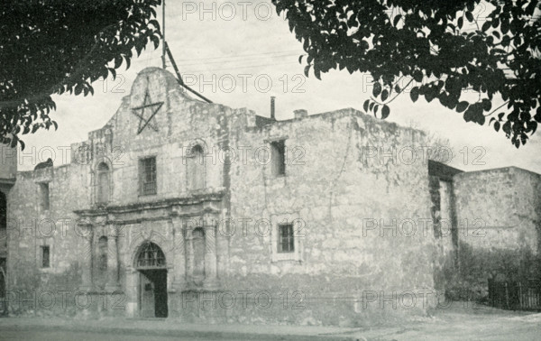 This photos dates to the 1920s. Its caption reads: The Texas Cradle of Liberty.  The Alamo, at San Antonio, sacred to the memory of David Crockett and the gallant defenders wgo in 1836 'gave their lives that their country might liive.' The battle cry that led to ultimate victory over the Mexicans was: 'Remember the Alamo."".