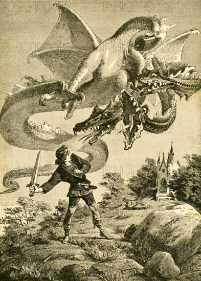 In 1812, the Grimm brothers, Jacob and Wilhelm, published Children and Household Tales, a collection German fairy tales. This illustration accompanied the tale Two Brothers. This image is from Grimms Eventyr (Grimm's Fairy Tales) by Carl Ewald, published in 1922. The frontispiece has the illustrations by Philip Grot Johann and R. Leinweber. Johann was a well-known German illustrator and did pieces for Goethe, but he considered his pieces for Grimm's tales very important. He died young and Leinweber succeeded him as illustrator for later editions of the tales. The Tale: older brother. The animals they bring the older brother back to life.