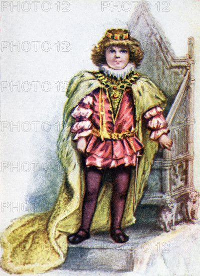 This image, dating to around 1899, shows the English king Henry III as a child. Henry III, also known as Henry of Winchester, was King of England, Lord of Ireland, and Duke of Aquitaine from 1216 until his death in 1272. The son of King John and Isabella of Angouleme, Henry assumed the throne when he was only nine in the middle of the First Barons' War.