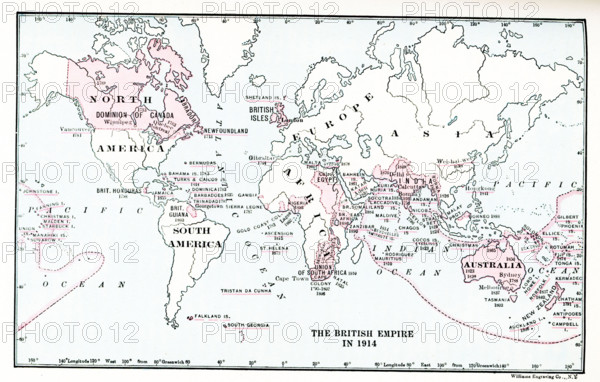 Map of British Empire in 1914.