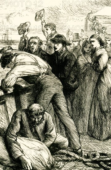 This illustration of ""Emigrants"" is taken from Charles Dickens' work published in 1869 and titled ""American Notes."".