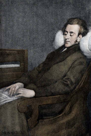 This illustration shows Frederic Francois Chopin  (1810 -1849) was a Polish composer and virtuoso pianist of the Romantic period.