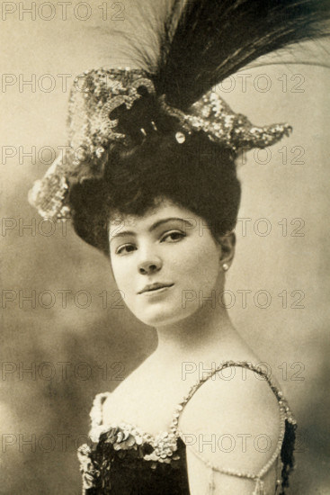 This photo, dating to around 1908, shows Madame Fritzi Scheff, one of the most popular light opera singers at the time. She was Viennese by birth, made her debut n Frankfort as Juliet. Sang in all the cities of Europe in grand opera. She came to the United States in 1900, appearing in Fidelio, La Boheme, and I Pagliacci. She was married to Baron von Bardeleben, a German Hussar. She was nicknamed Paderewski (""the little deviling of grand opera"").