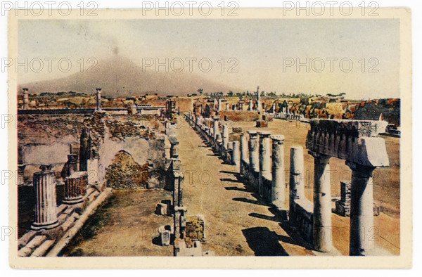 Postcard with general view of Forum at Pompeii in 1952.