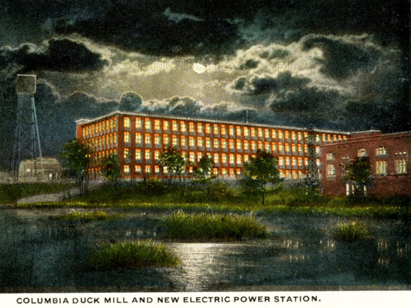 Columbia South Carolina 1918 - Columbua duck Mill and new electric Power station.