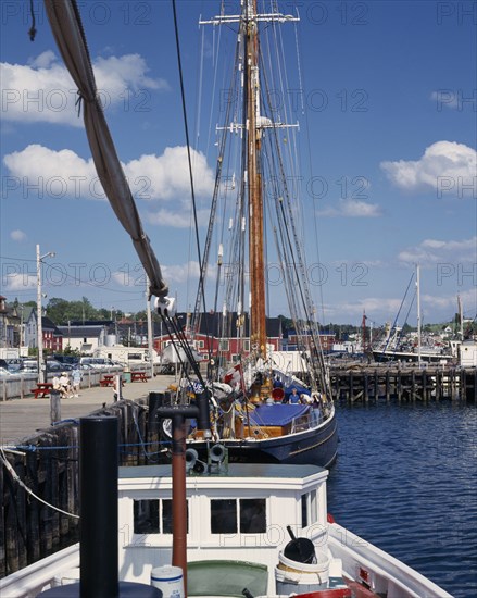 CANADA, Nova Scotia, Lunenburg , "Fisheries Museum of the Atlantic,dock side, tall mast yacht,boats "