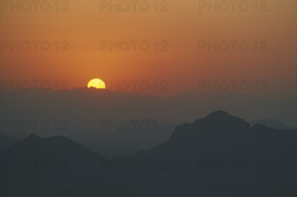 EGYPT, Sinai, Sunrise seen from Mount Sinai