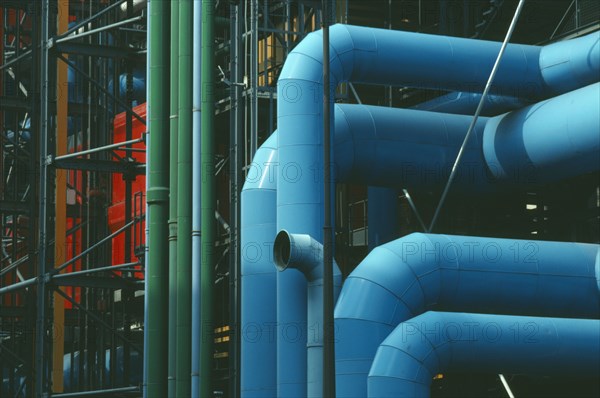 FRANCE, Ile de France, Paris, Exterior detail of the Pompidou Centre Beaubourg