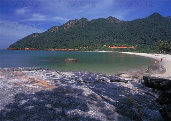 MALAYSIA, Langkawi, Kedah, Burau Bay beach with the Berjaya Langkawi Beach Resort hotel in the distance