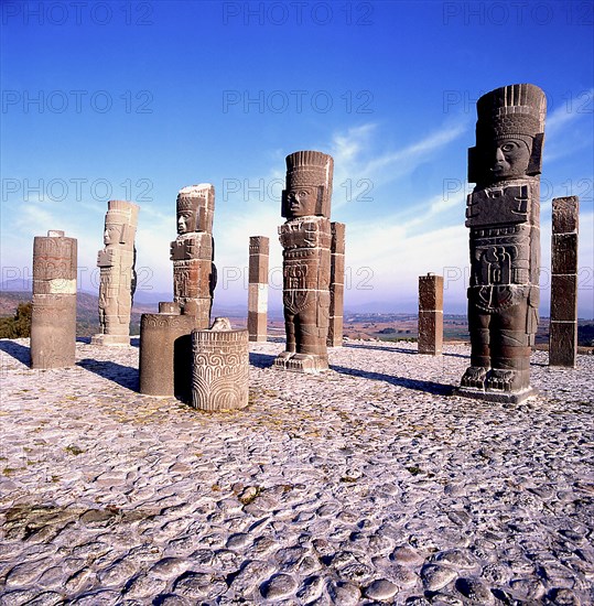 MEXICO, Hidalgo, Tula, Standing stone figures