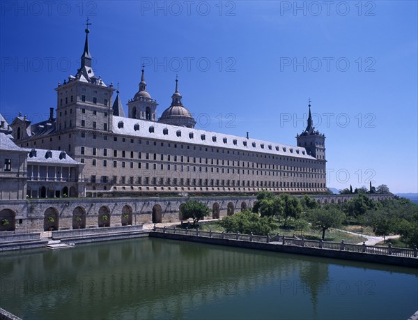 SPAIN, Madrid State, El Escorial, Palace of San Lorenzo de El Escorial seen from the west side