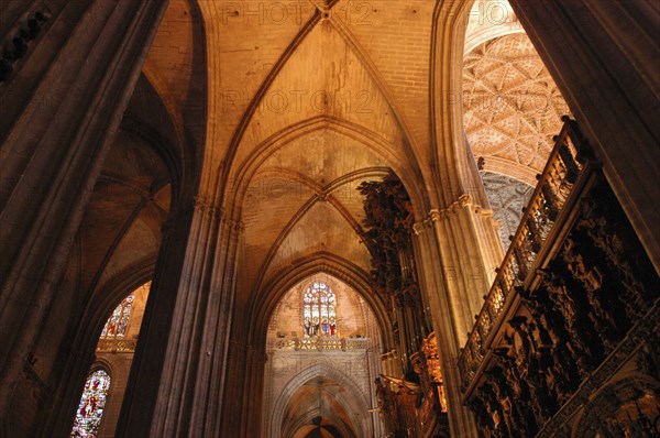 SPAIN, Andalucia, Seville, Interior view of Seville Cathedral