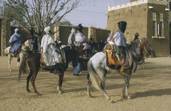 NIGERIA, Kano, Salah Day marking the end of Ramadan.  The Emirs mounted retinue.