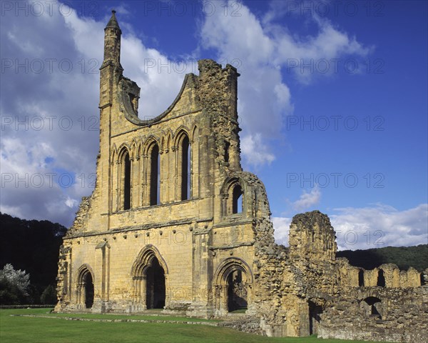 ENGLAND, North Yorkshire, Byland Abbey, Exterior view of the Abbey ruins.