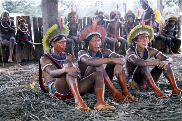 BRAZIL, Amazon, Young Kayapo indian men