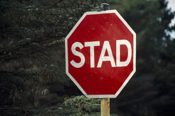 IRELAND, Donegal, Transport, Road traffic sign in Gaelic.