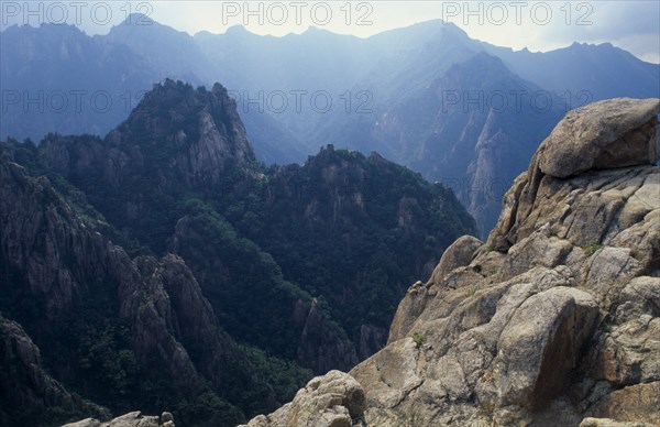 SOUTH KOREA, Soraksan National Park, Neighbouring mountains from Chipsonbong Peak.