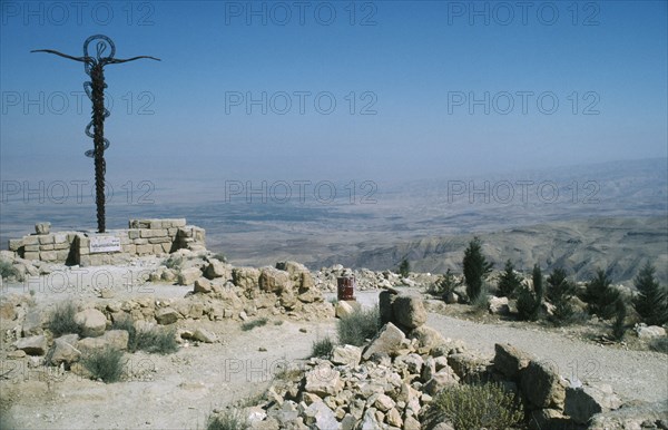 JORDAN, Mount Nebo, Moses Staff on hill top.