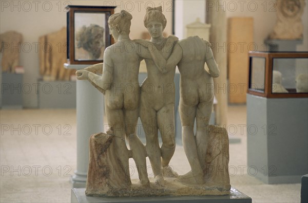 LIBYA, Cyrene, Statue of the Three Graces exhibited in the Museum.