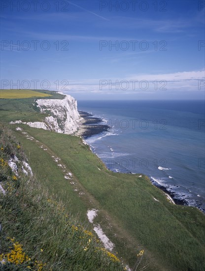 ENGLAND, Kent, Dover, "View along the white cliffs, English Channel"