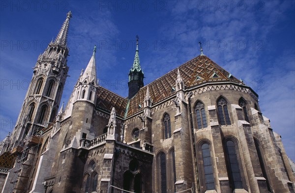 HUNGARY, Budapest, Castle Hill.  Matyas Church  nineteenth century exterior. Eastern Europe   Matthias Mathias