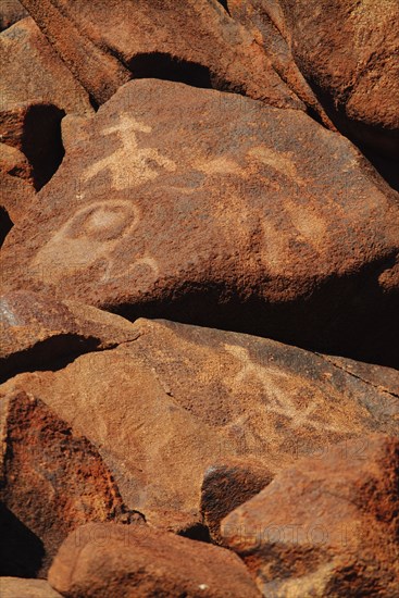 Australia, Western Australia, Dampier, "40,000 yo Aboriginal Art depicting spaceman and spaceship"