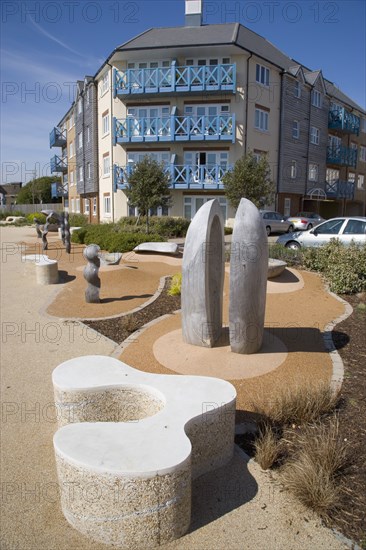 ENGLAND, West Sussex, Shoreham-by-Sea, Ropetackle housing development on the banks of the river Adur. A regeneratred brownfield former insutrial area.