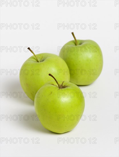 FOOD, Citrus, Fruit, Three green apples.