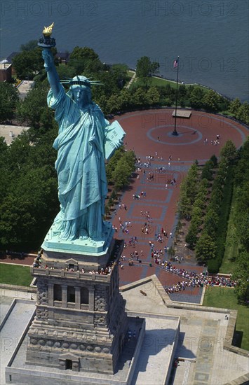 New York, New York State, USA. The Statue of Liberty from above. American North America United States of America