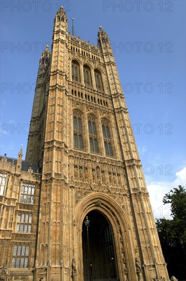 England, London, Houses of Parliament tower Westminster