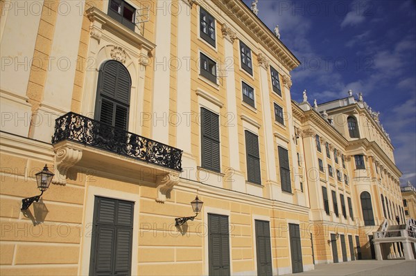 Schonnbrunn Palace angled part view of exterior facade. Photo: Bennett Dean