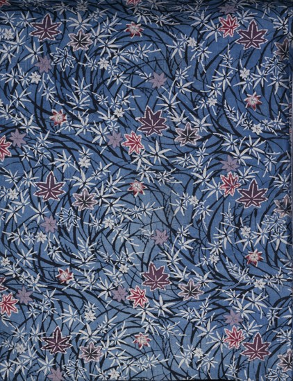 Detail of a robe; Maple Leaves; cotton with stencilled decoration (bingata); Japanese (Ryukyuan Islands); 19th century.